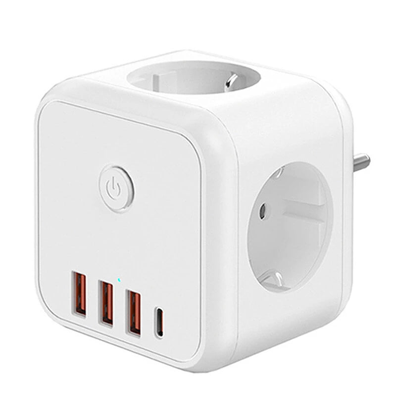 7-IN-1 EU Plug Cube Power Socket with On Main image