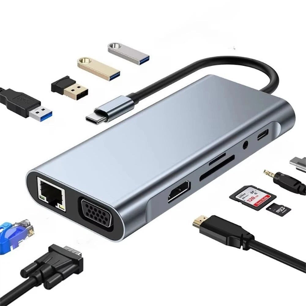 Bakeey USB-C 11 in 1 Docking Station with 4K@30Hz Main image