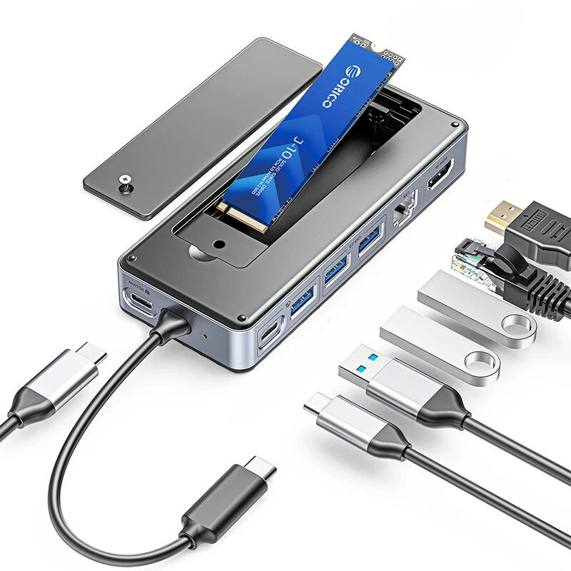 ORICO 8-in-1 USB-C Hub with M.2 NVMe SATA SSD