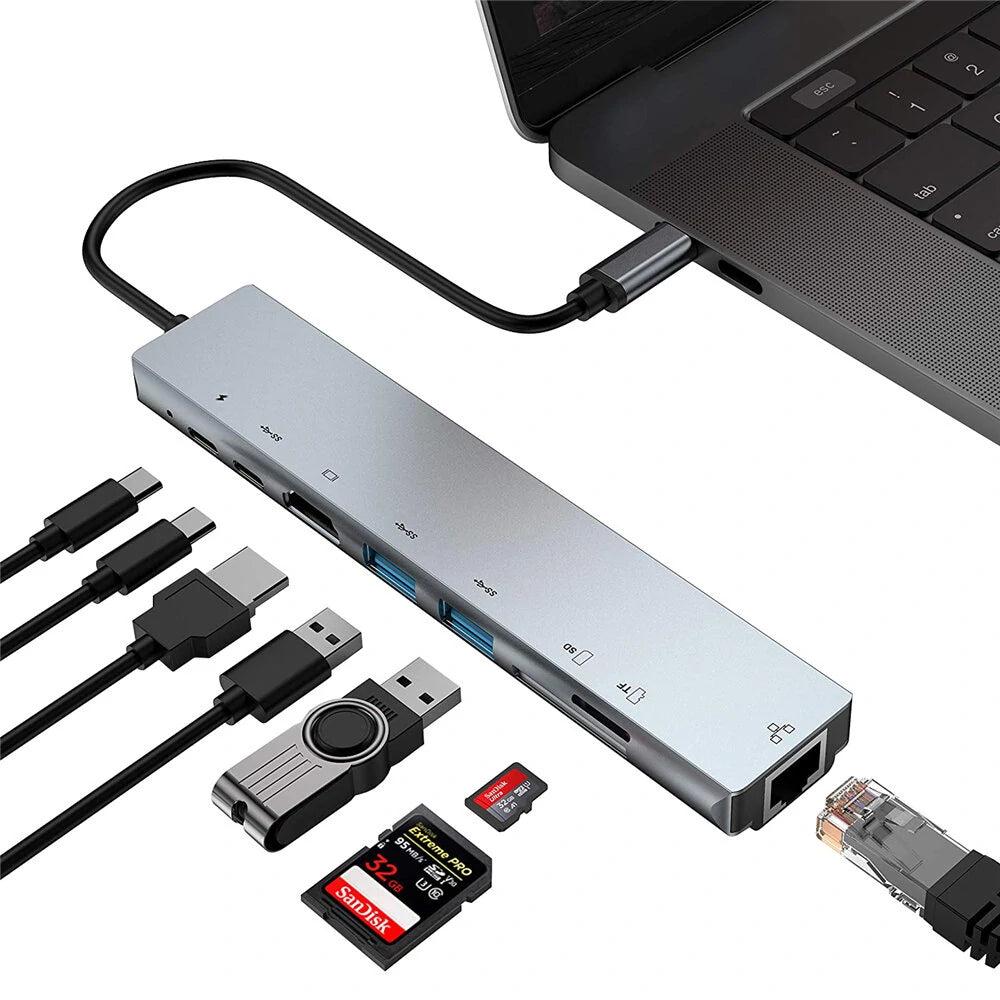 Bakeey PB-C7366 8-in-1 USB-C Hub Docking Station